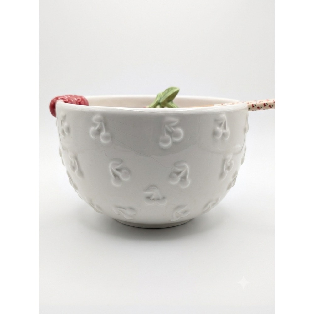 NWT Luna & Sage Cherry Ceramic Noodle Bowl Set